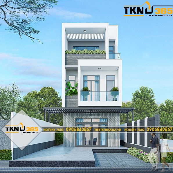 Thiết kế biệt thự 2 tầng hiện đại 9x16m cho chị Võ ở Nhơn Trạch