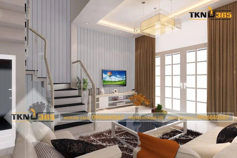 Phòng khách của nhà ống 2 tầng 40m2 hiện đại