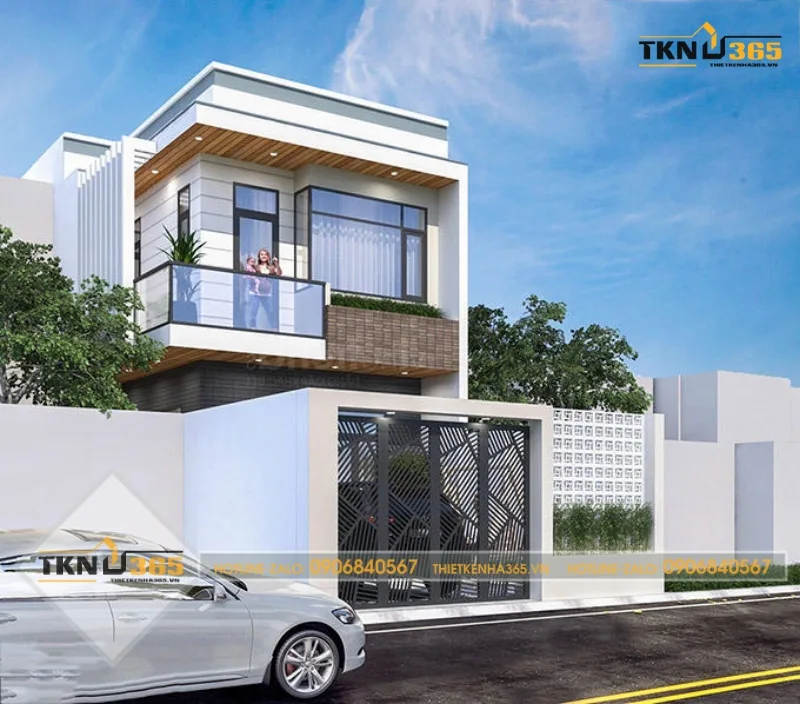 Mẫu nhà ống 2 tầng 40m2 có gác lửng