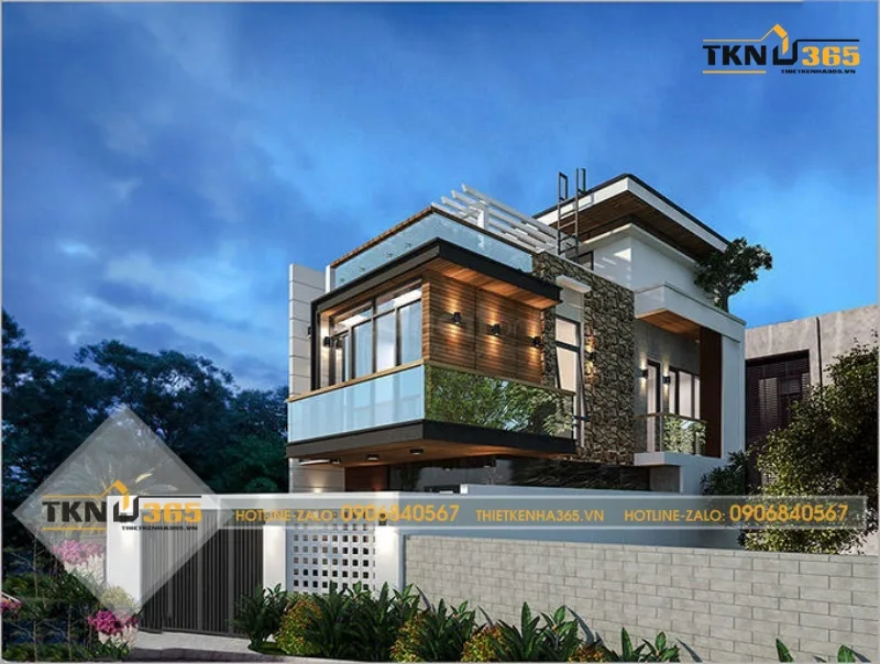 Mẫu nhà ống 2 tầng 1 tum 40m2