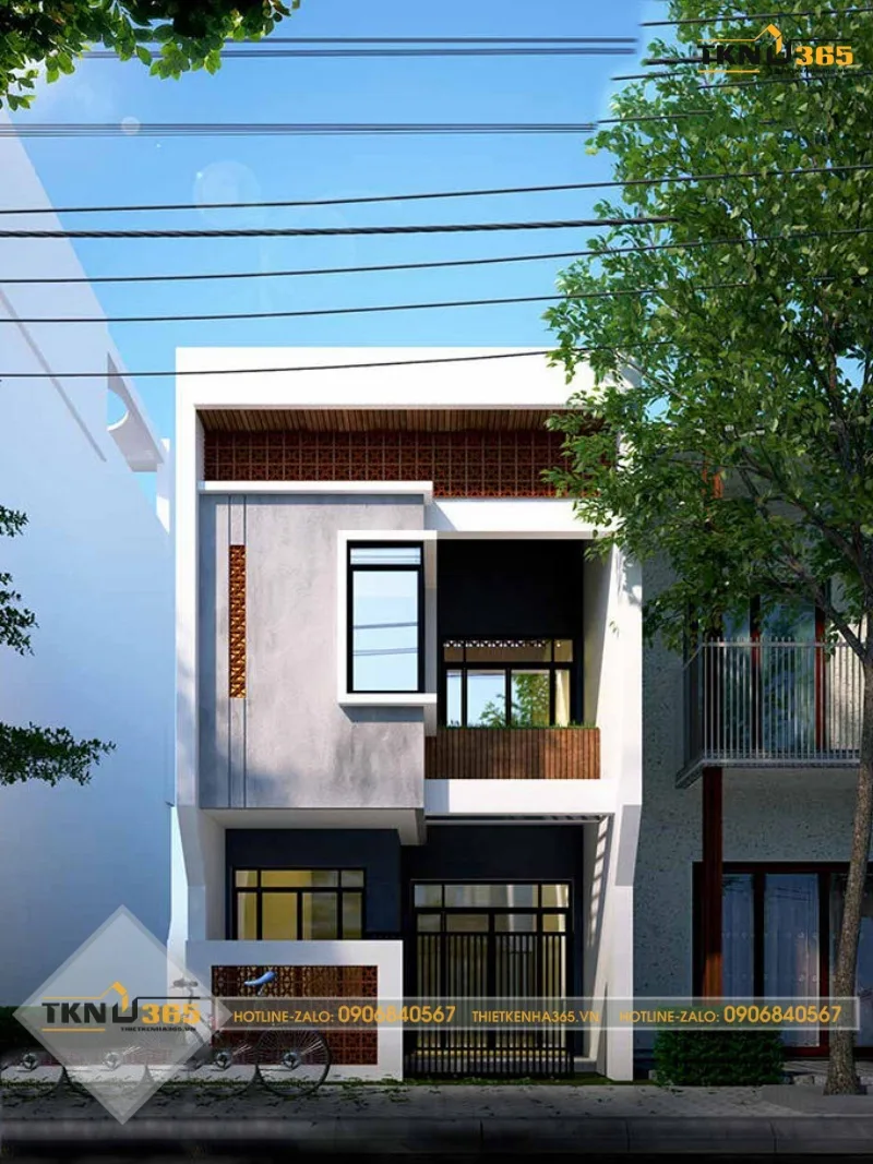 Mẫu thiết kế nhà ống 2 tầng 40m2 có giếng trời