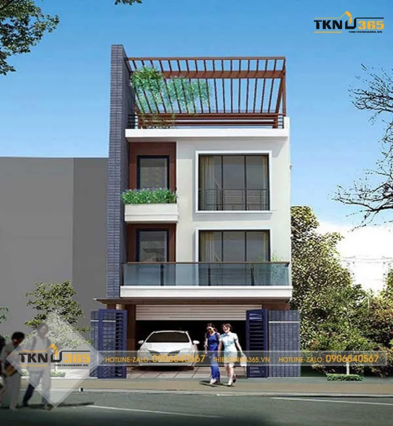 Mẫu thiết kế nhà ống 2 tầng 40m2 có tầng hầm