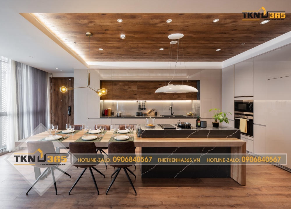 Gợi ý cách thiết kế nội thất phòng bếp và phòng ăn nhà 8x12m