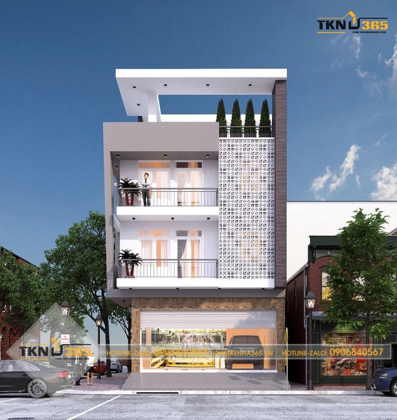 Thiết kế nhà 4 tầng kết hợp kinh doanh căn hộ cho thuê