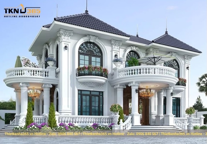 thiết kế biệt thự cổ điển 2 tầng