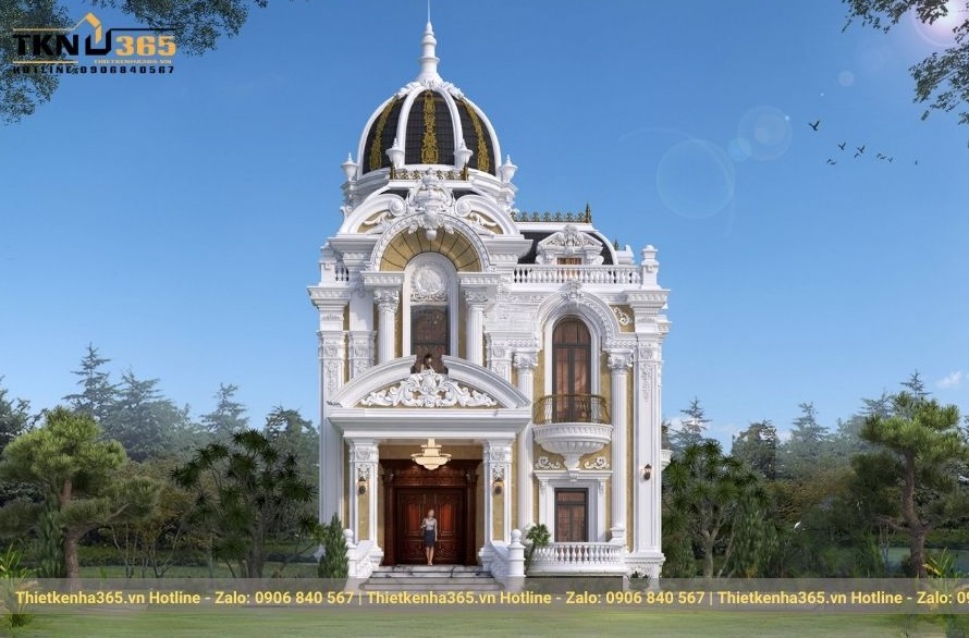 thiết kế biệt thự cổ điển 2 tầng