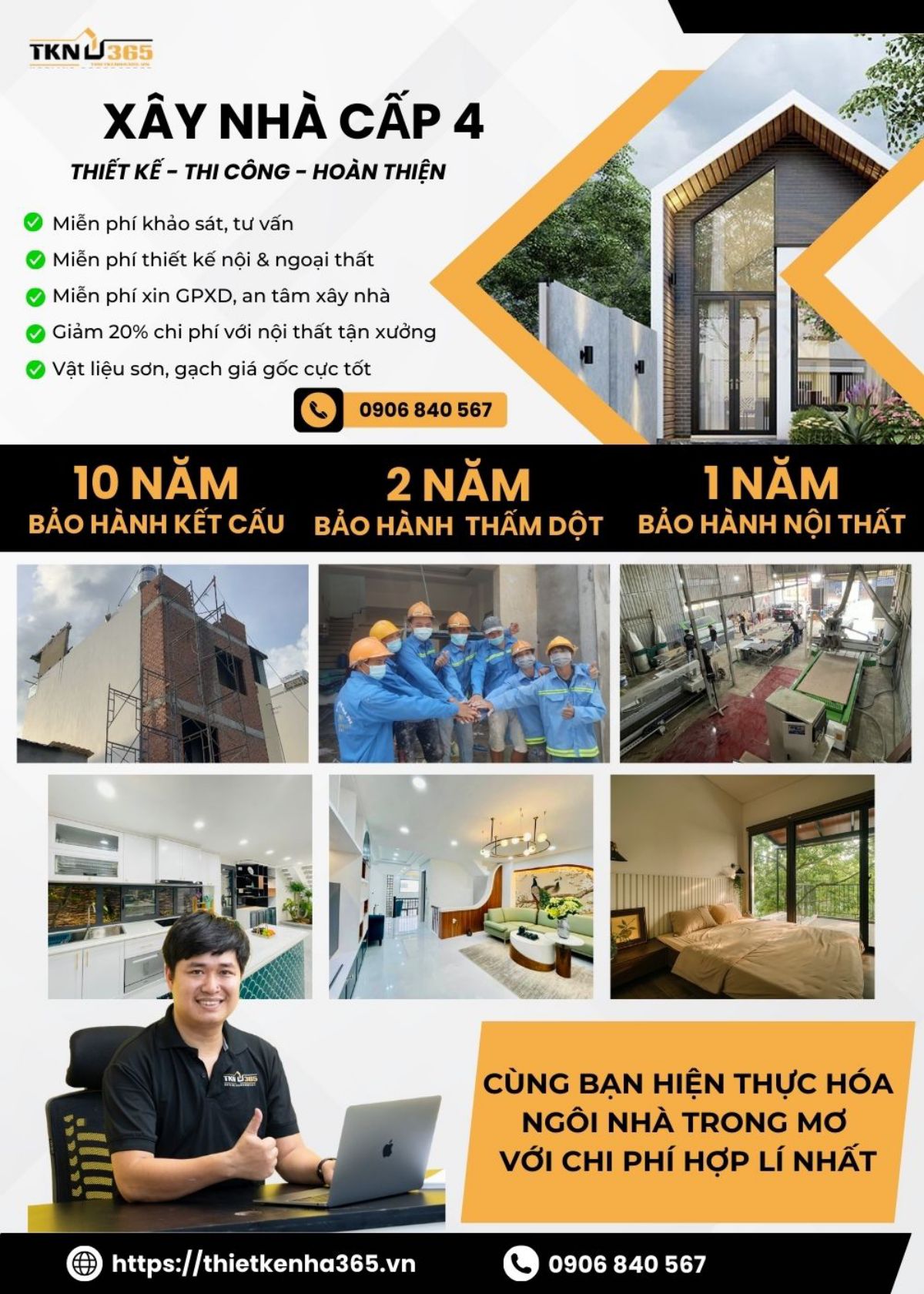 giá dịch vụ xây nhà cấp 4 thiết kế nhà 365