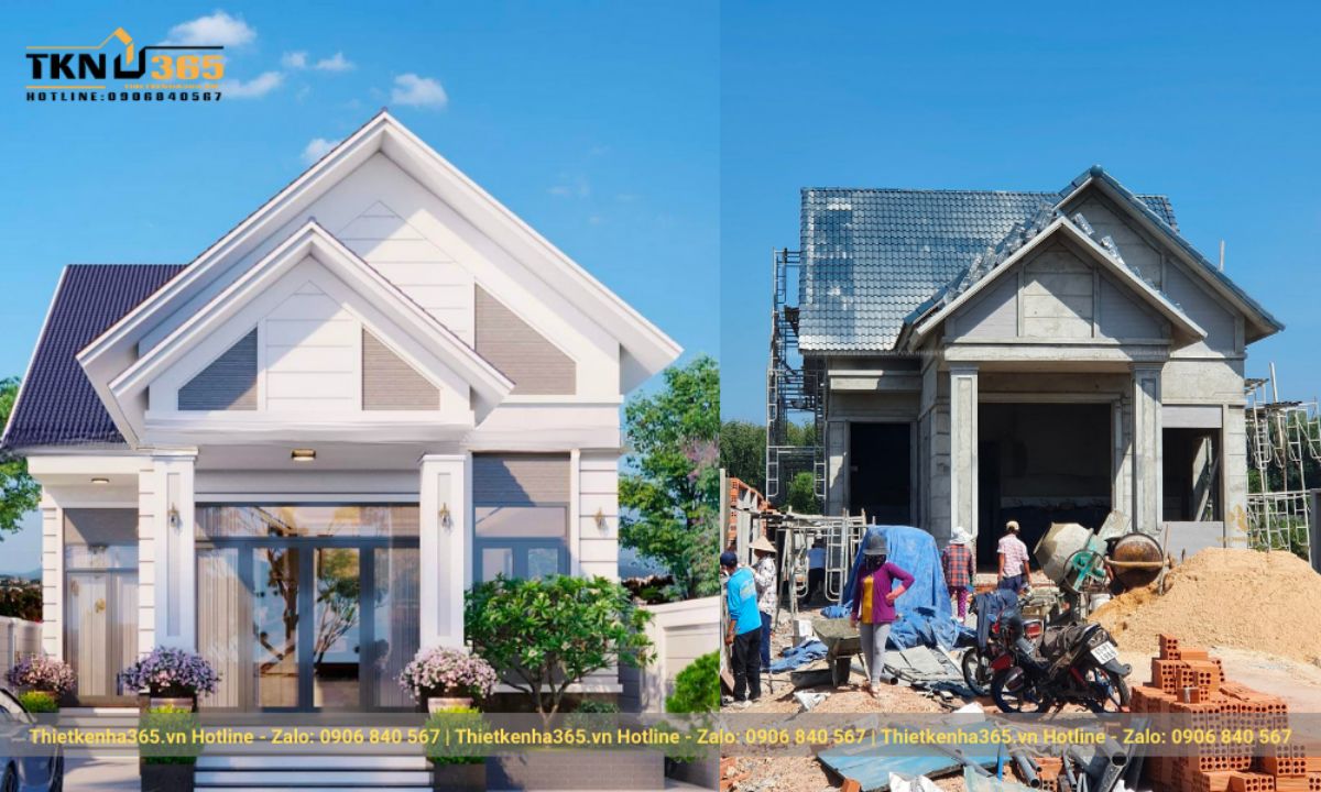 mẫu nhà cấp 4 đã thi công hoàn thiện 