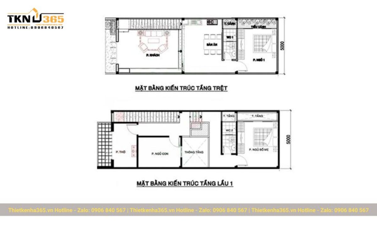 Mẫu nhà phố 2 tầng 5x15