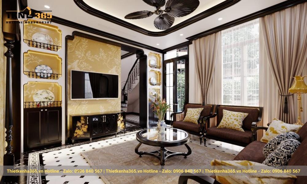 Phòng khách phong cách Á Đông Đương Đại