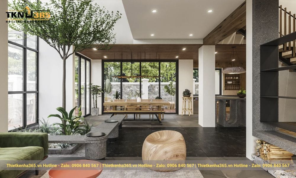 Thiết kế nội thất nhà biệt thự hiện đại gần gũi với thiên nhiên