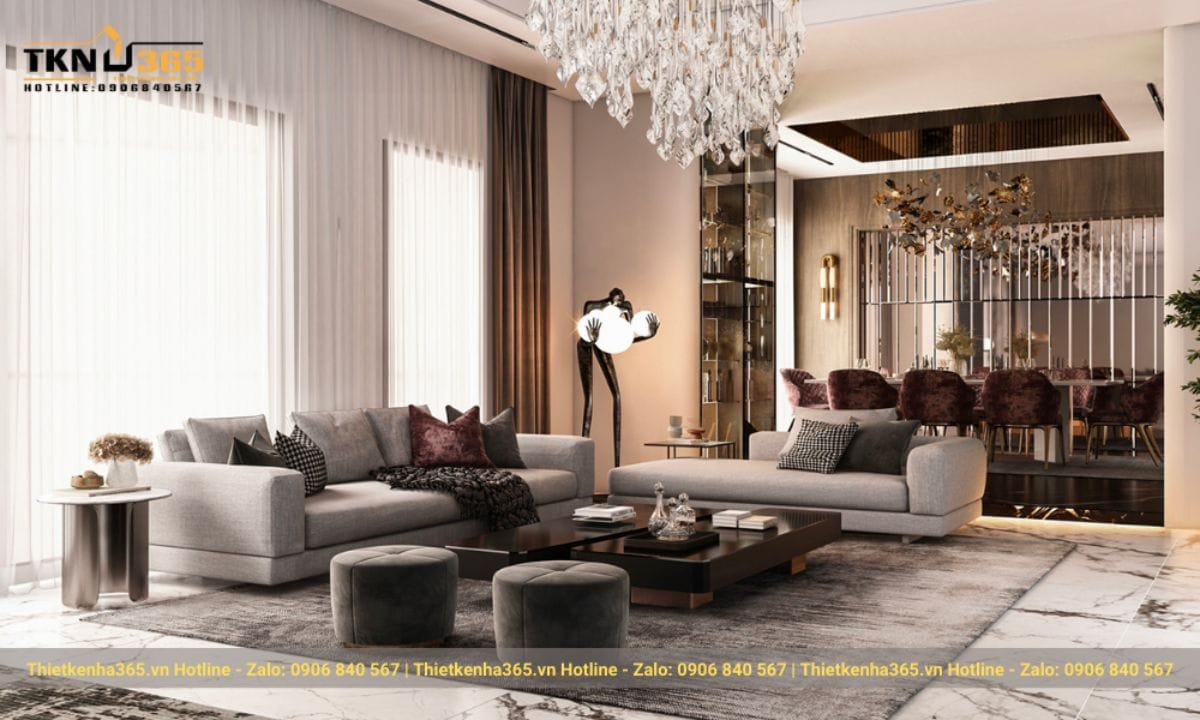 Mẫu 3: Thiết kế nội thất căn hộ phong cách Luxury thời thượng