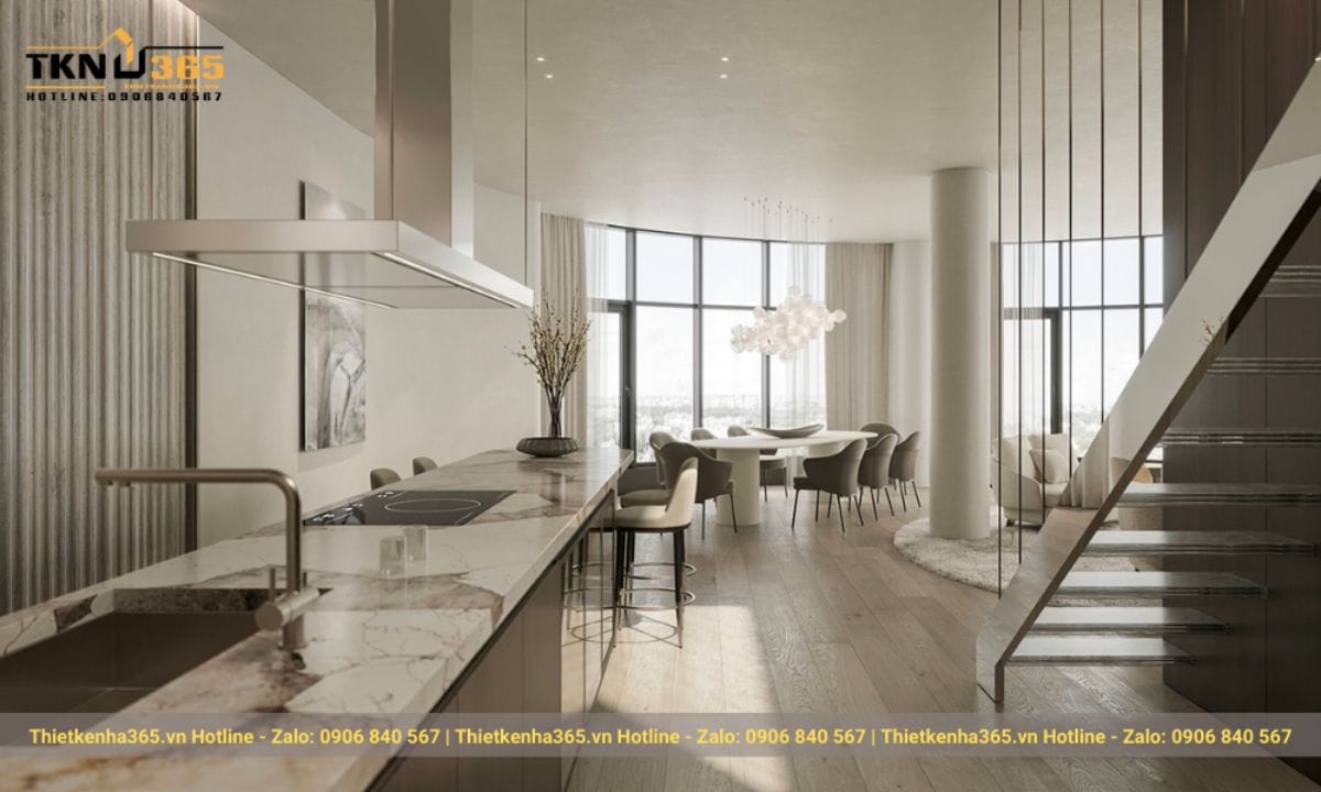 Mẫu 4: Thiết kế nội thất nhà phố phong cách Luxury sang trọng