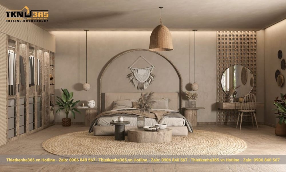 Thiết kế phòng ngủ theo phong cách Vintage với diện tích lớn.