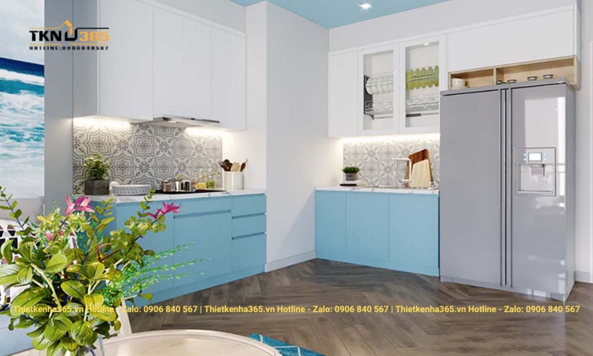 Thiết kế nội thất phòng bếp căn hộ chung cư 62m2