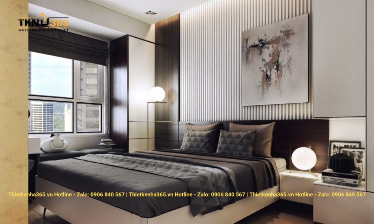 Thiết kế nội thất phòng ngủ master chung cư 62m2
