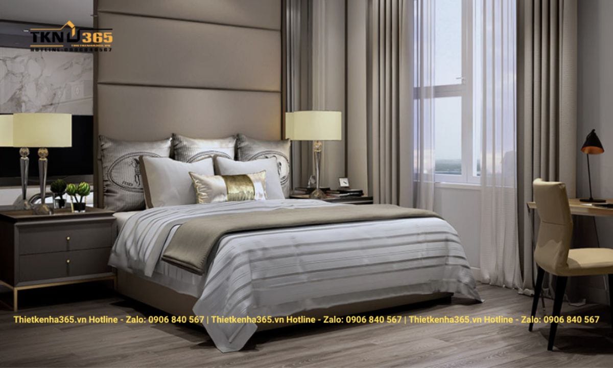 Thiết kế nội thất phòng ngủ master chung cư 62m2