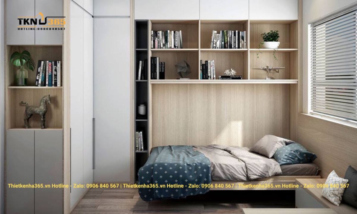 Thiết kế nội thất phòng ngủ nhỏ chung cư 62m2