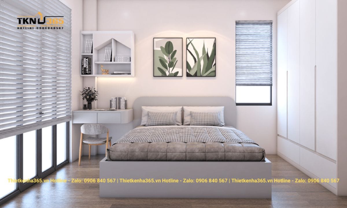 Thiết kế nội thất phòng ngủ nhỏ chung cư 62m2