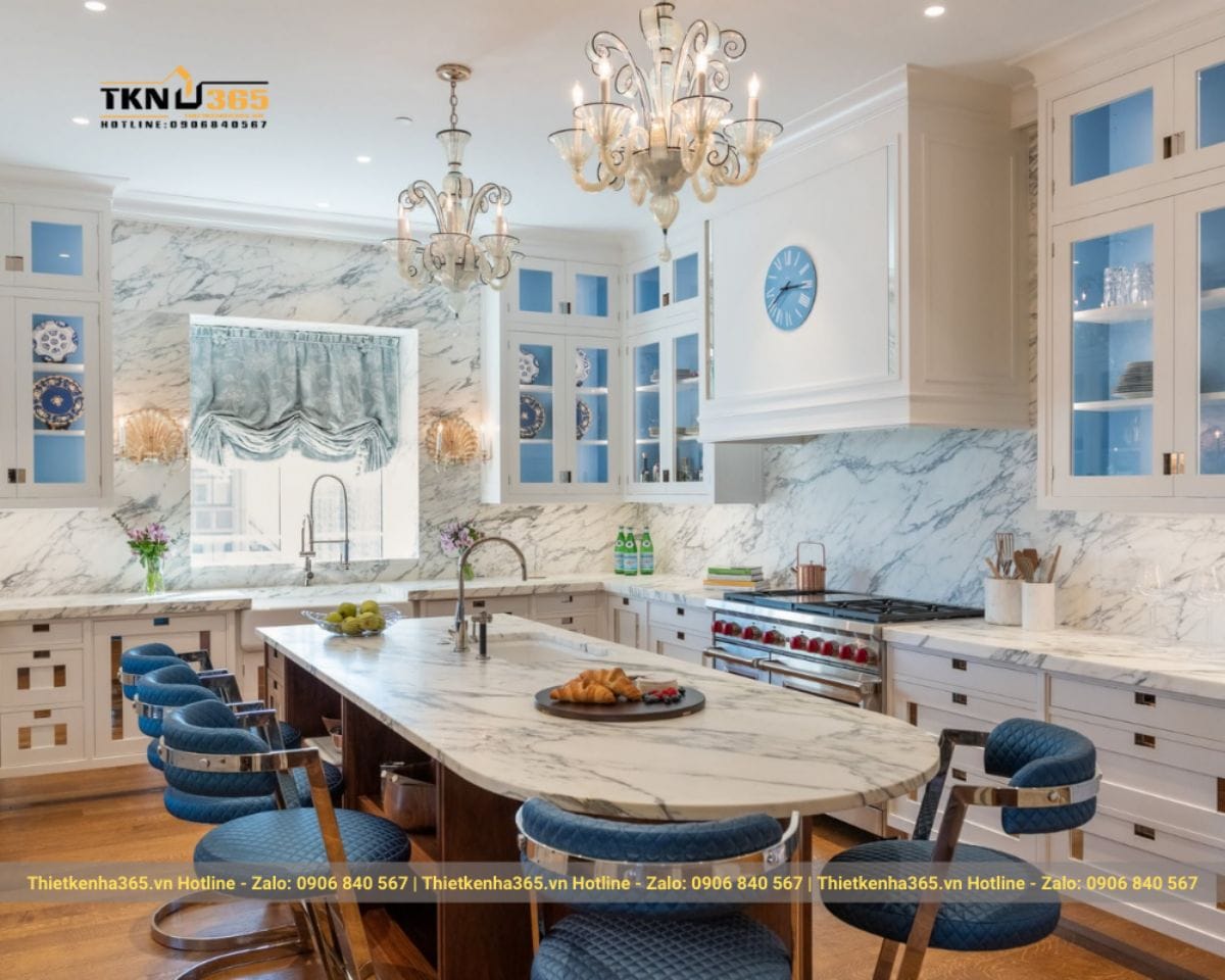 Nội thất phòng bếp nhà Pháp sang trọng, đẳng cấp