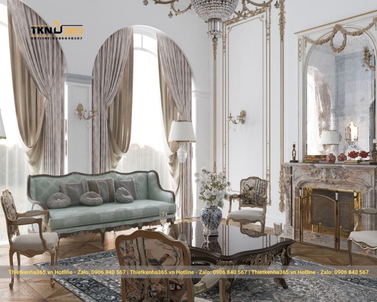 Trang trí nội thất Pháp với gam màu đối lập giữa tường, sàn, đồ dùng