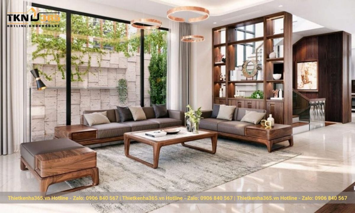 Mẫu nội thất phòng khách nhà ống 5x5.5m 