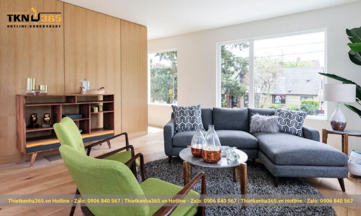 Mẫu nội thất phòng khách nhà ống 5x5.5m 