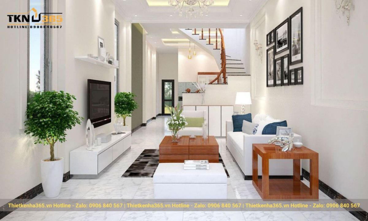 Mẫu nội thất phòng khách nhà ống 5x7m