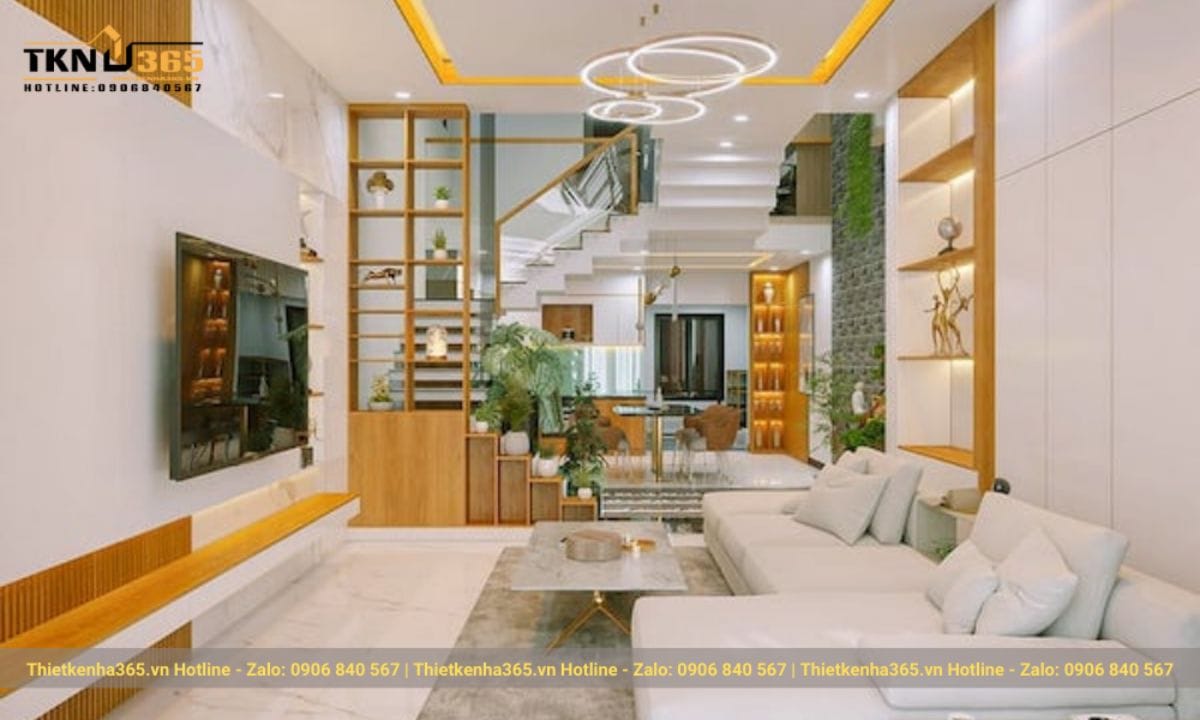 Mẫu nội thất phòng khách nhà ống 5x5m