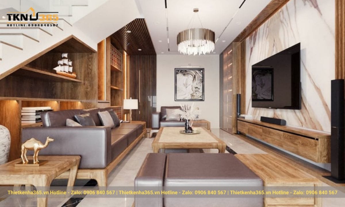 Mẫu nội thất phòng khách nhà ống 5x7m