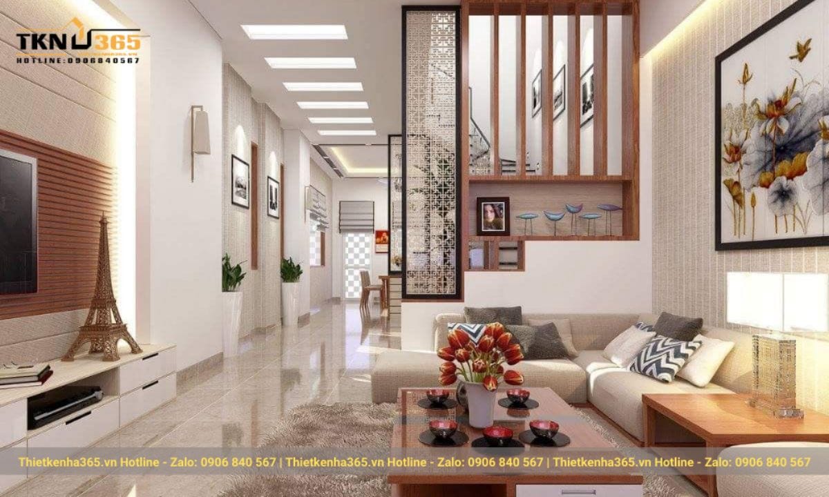 Mẫu nội thất phòng khách nhà ống 5x8m