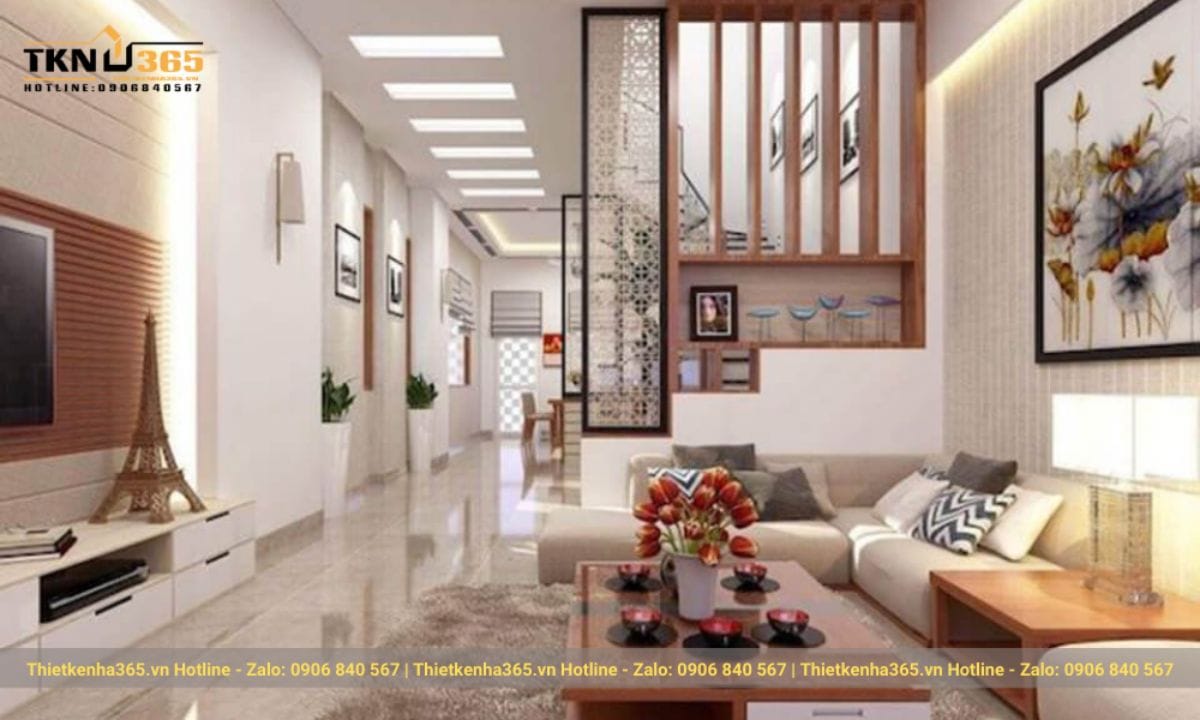 Mẫu nội thất phòng khách nhà ống 5x5m