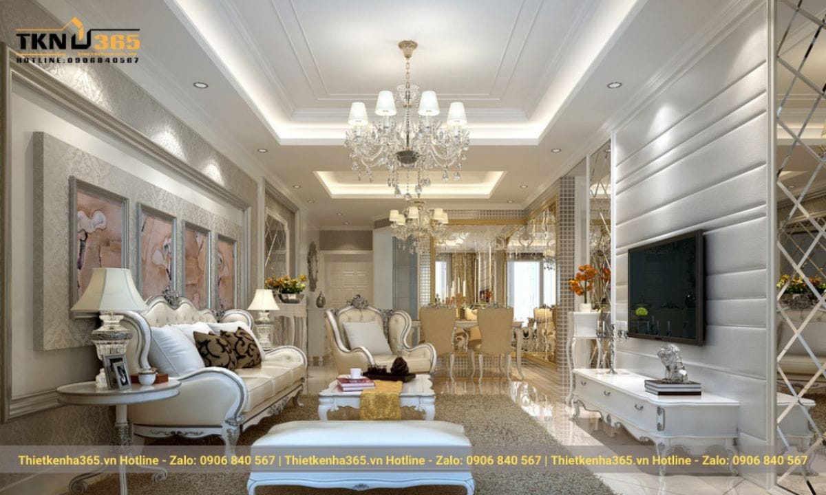  Mẫu phòng khách nhà ống 5m nội thất Luxury 
