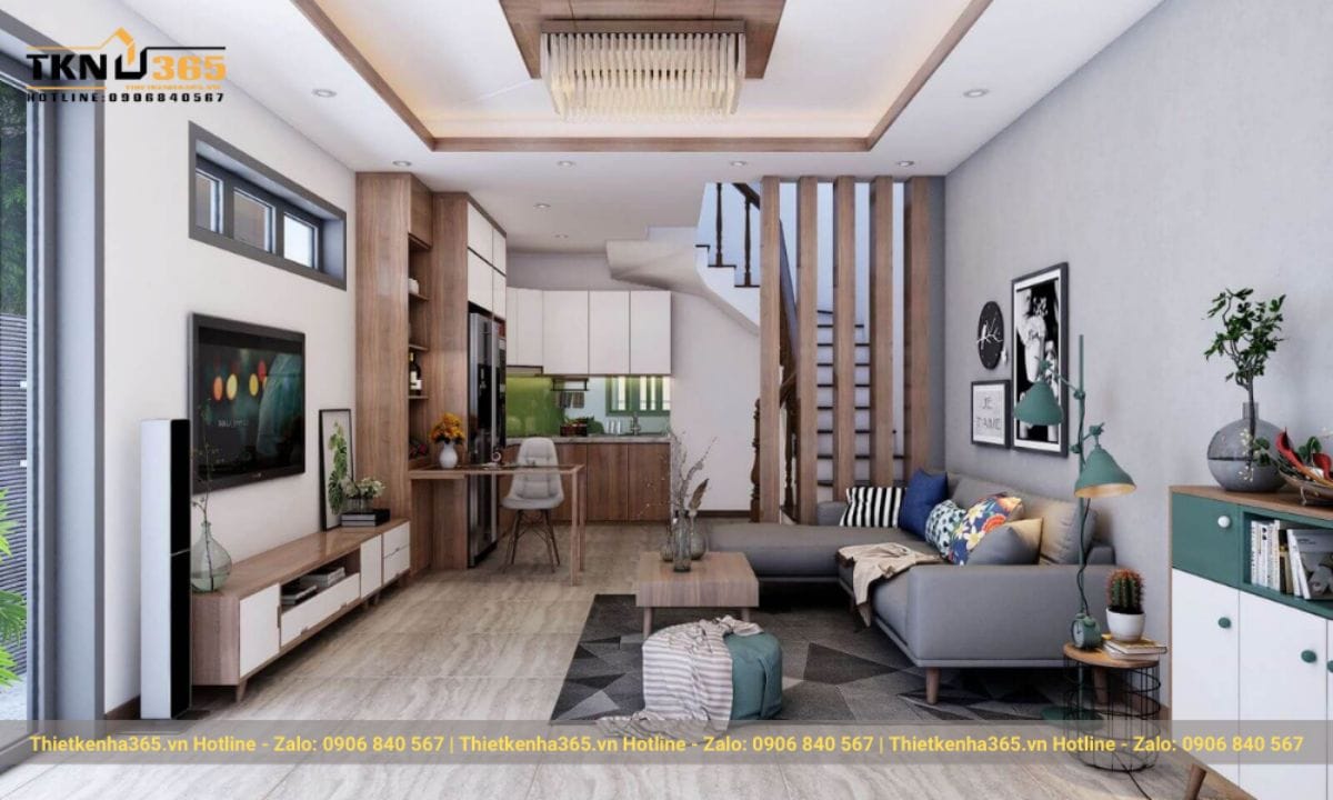 Mẫu nội thất phòng khách nhà ống 5x5m