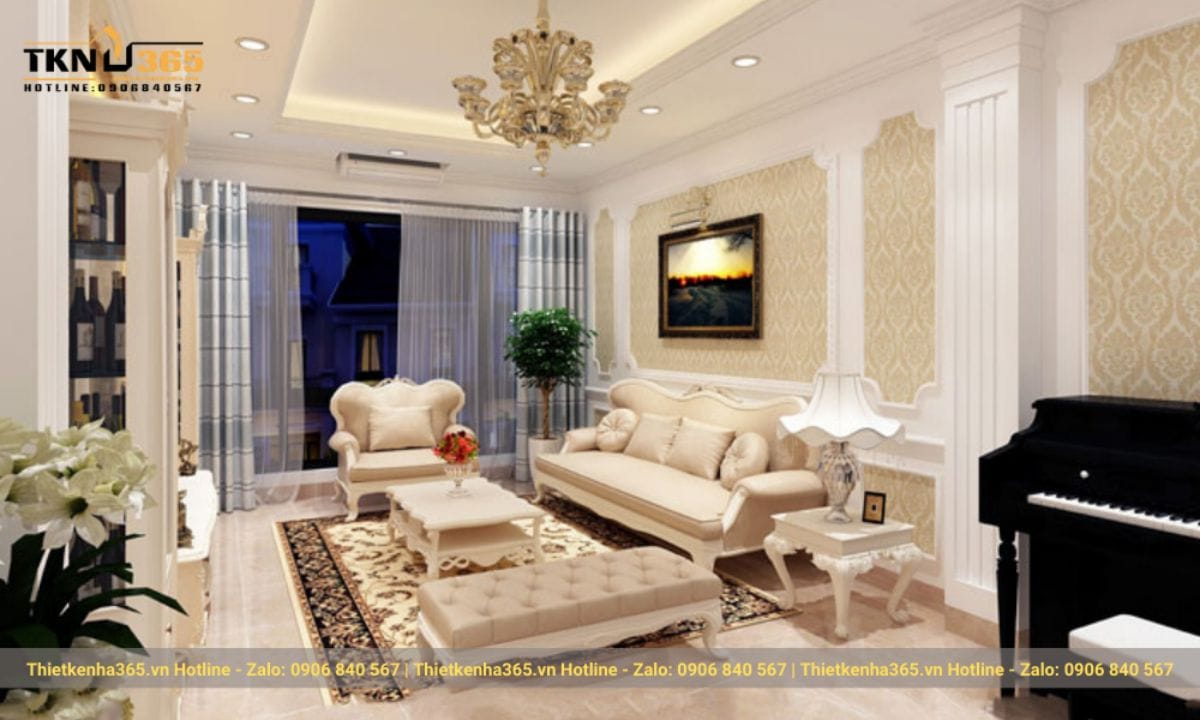 Thiết kế nội thất phòng khách nhà ống 5m tinh tế