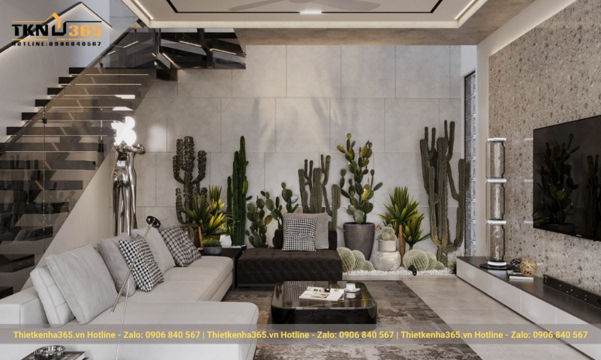 Thiết kế nội thất phòng khách nhà ống 5m tinh tế