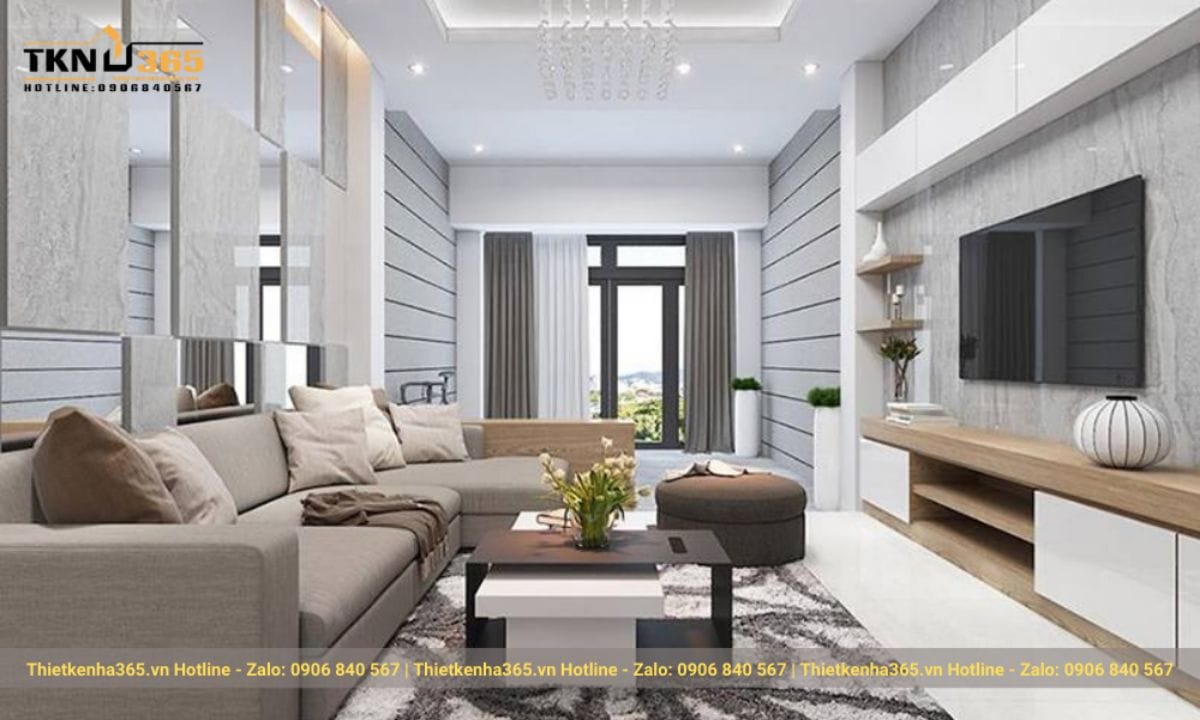 Thiết kế nội thất phòng khách nhà ống 5m tinh tế