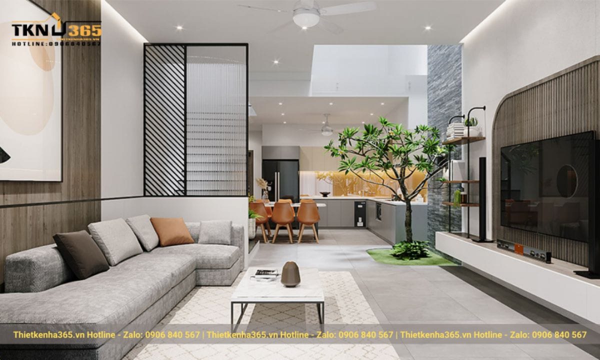 Thiết kế nội thất phòng khách nhà ống 5m sang trọng, xa hoa