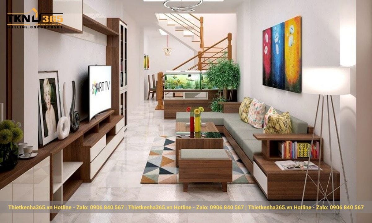 Mẫu nội thất phòng khách nhà ống 5x4m