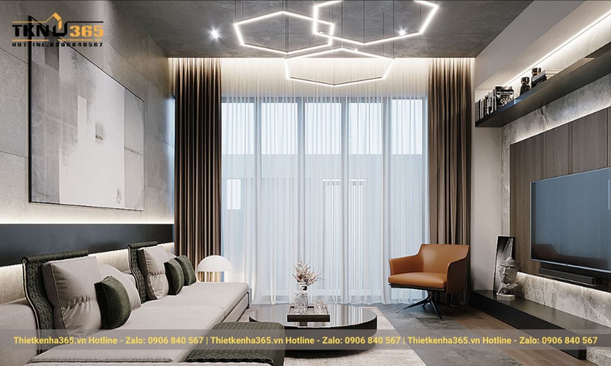 Thiết kế nội thất phòng khách nhà ống 5m sang trọng, xa hoa