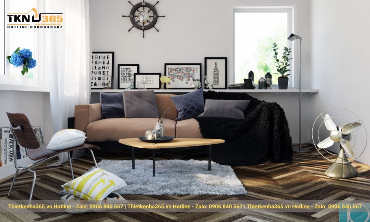 Thiết kế nội thất phòng khách nhà ống 5m độc lạ