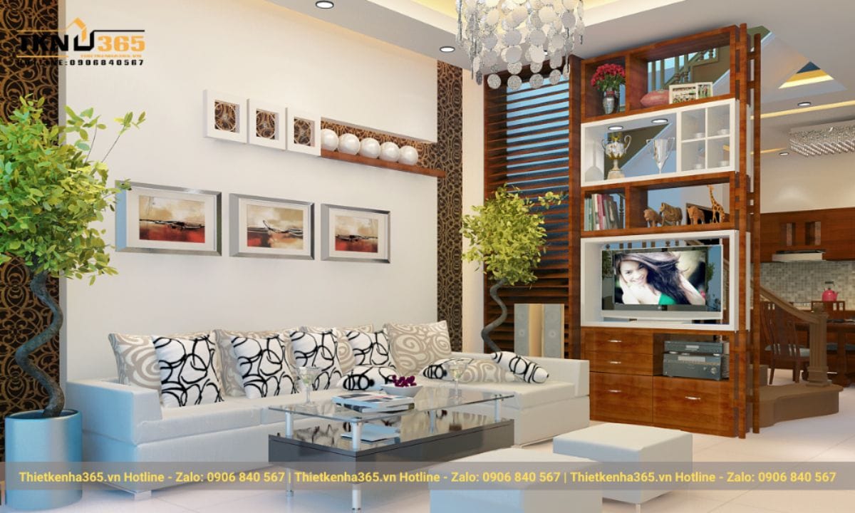 Thiết kế nội thất phòng khách nhà ống 5m độc lạ