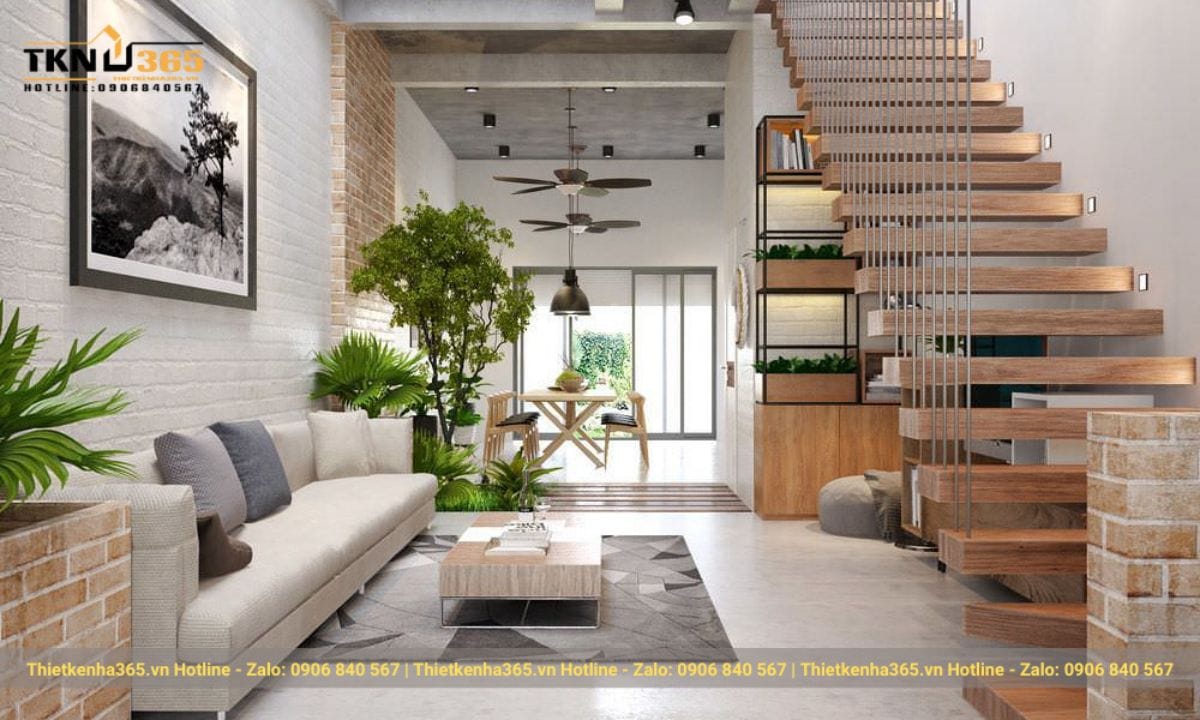 Thiết kế nội thất phòng khách nhà ống 5m ấn tượng