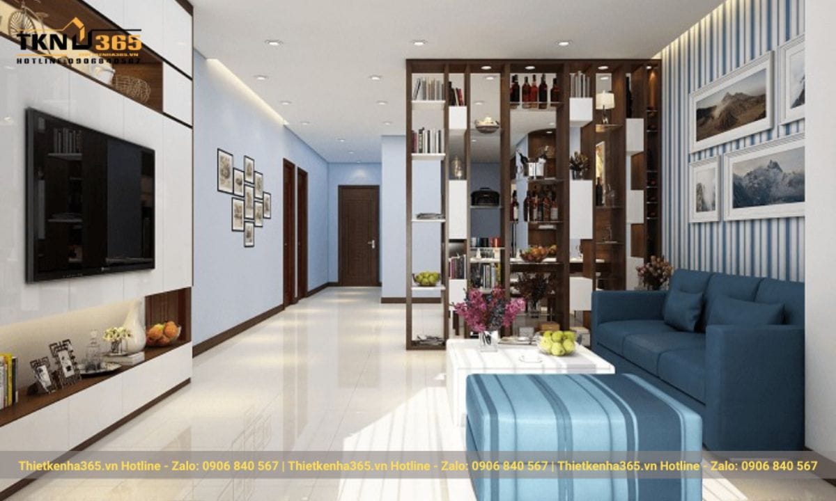 Thiết kế nội thất phòng khách nhà ống 5m ấn tượng