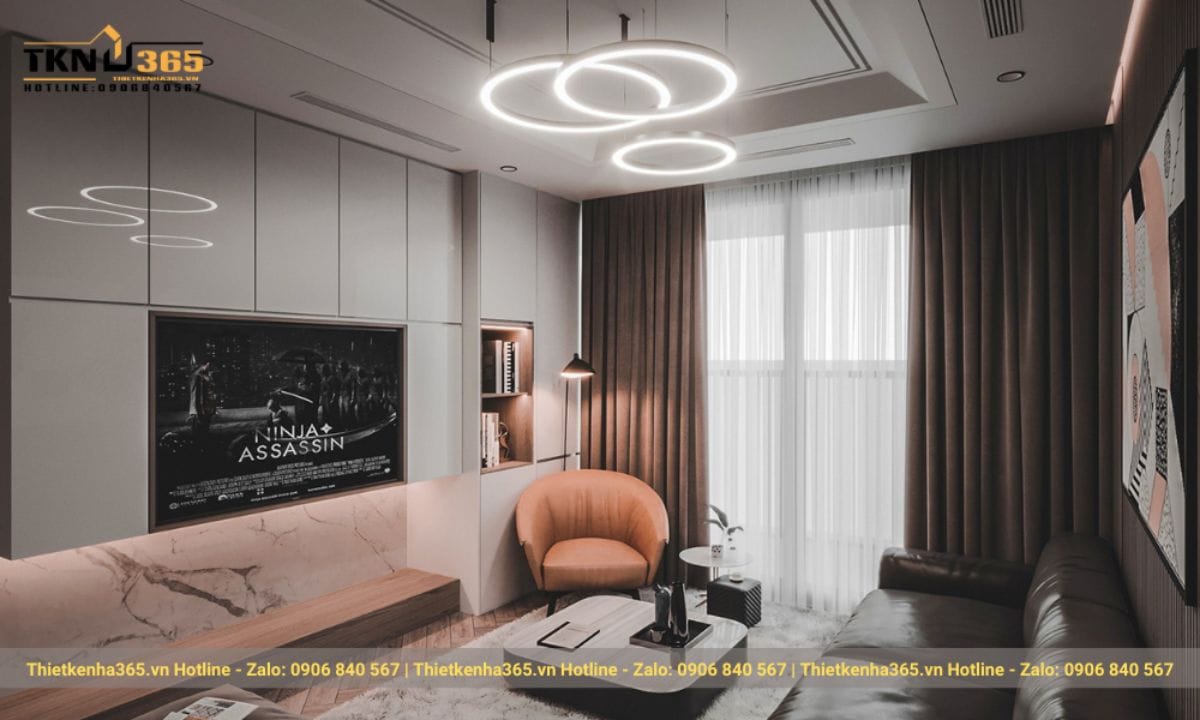 Thiết kế nội thất phòng khách nhà ống 5m lãng mạn