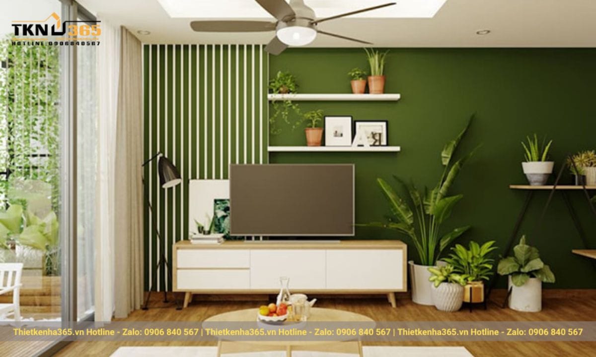 Thiết kế nội thất phòng khách nhà ống 5m đồng quê thơ mộng 