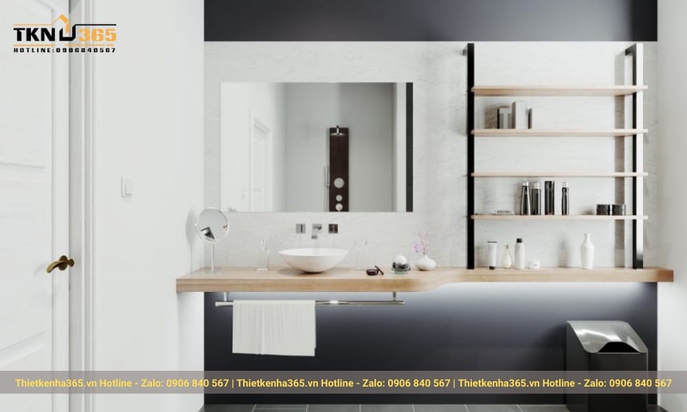 Bồn tắm phong cách Nhật Bản cùng đèn LED âm tường là một sự kết hợp vô cùng độc đáo.