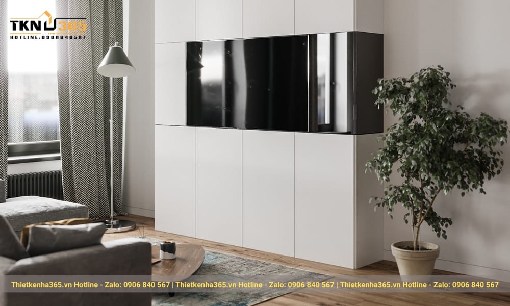 Tông màu trắng tạo nên sự trang nhã cho phòng khách.