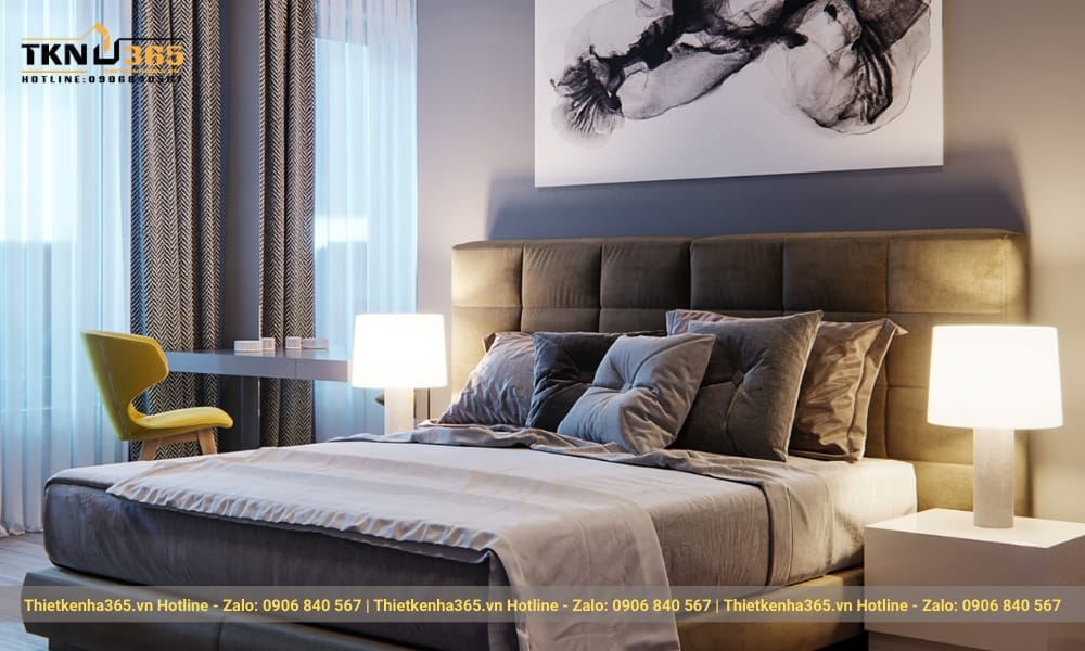 Không gian sang trọng dành cho phòng ngủ master.