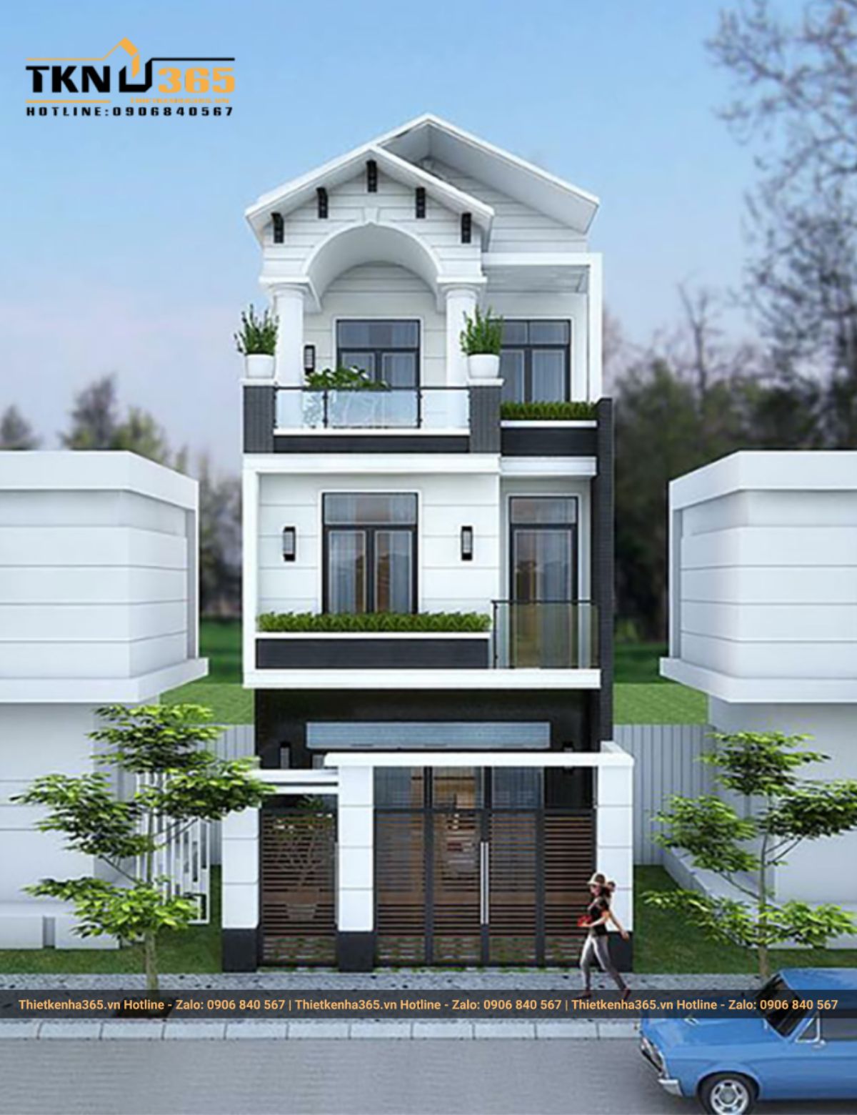 Mẫu nhà ống đẹp 3 tầng 4m